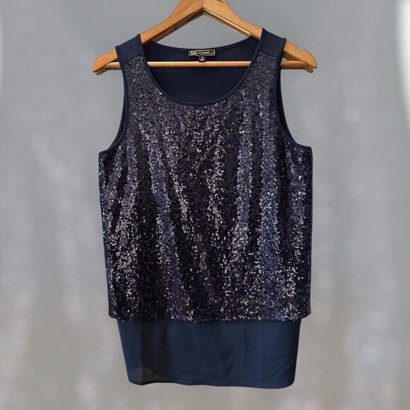 DG2 by Diane Gilman Tops - Ladies Sequined Sleeveless Top Diane Gilman DG2 size Small /Purple